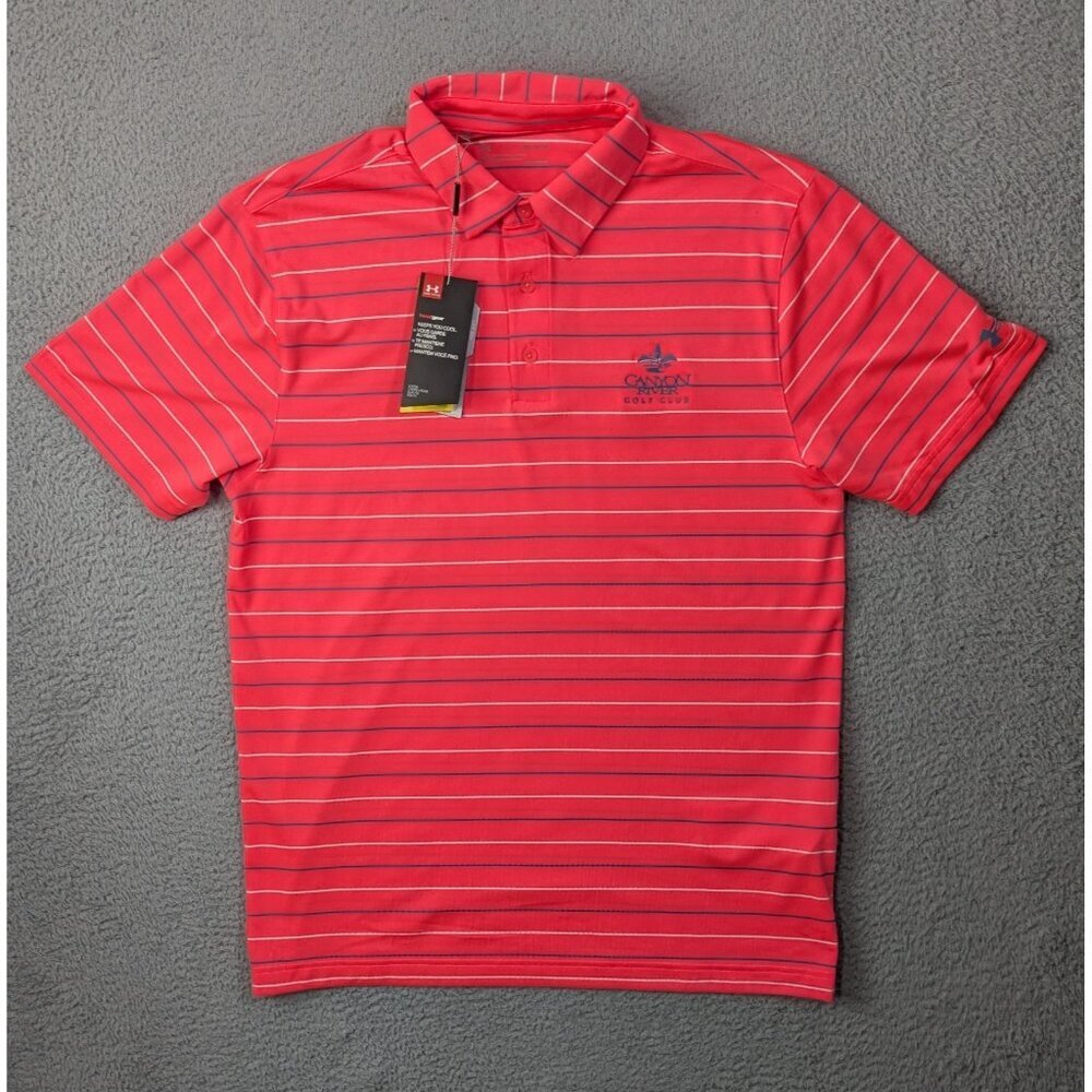 Under Armour Polo Shirt Mens Medium Performance Stripe 2.0 Golf Stretch - Picture 1 of 16